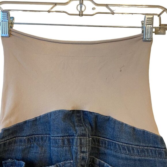 Indigo Blue Maternity Womens Jeans Distressed Blue Small Full Panel Band Beige - Picture 12 of 15